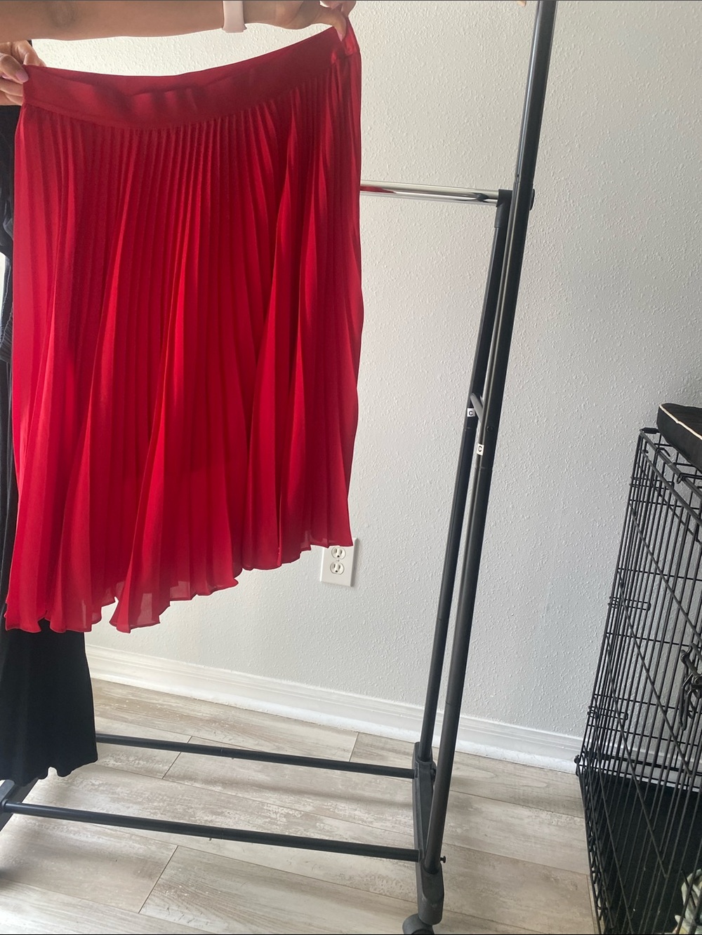 Express Red Pleated Circle Skirt